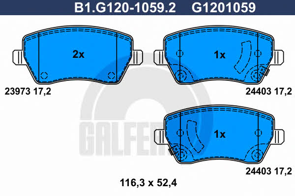 Galfer B1.G120-1059.2 Тормозные колодки дисковые, комплект B1G12010592: Отличная цена - Купить в Польше на 2407.PL!
