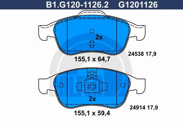 Galfer B1.G120-1126.2 Тормозные колодки дисковые, комплект B1G12011262: Отличная цена - Купить в Польше на 2407.PL!