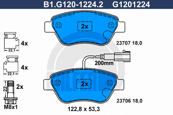 Galfer B1.G120-1224.2 Гальмівні колодки, комплект B1G12012242: Приваблива ціна - Купити у Польщі на 2407.PL!