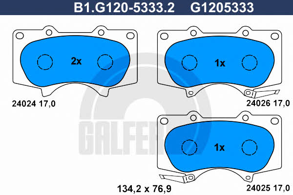 Galfer B1.G120-5333.2 Гальмівні колодки, комплект B1G12053332: Приваблива ціна - Купити у Польщі на 2407.PL!