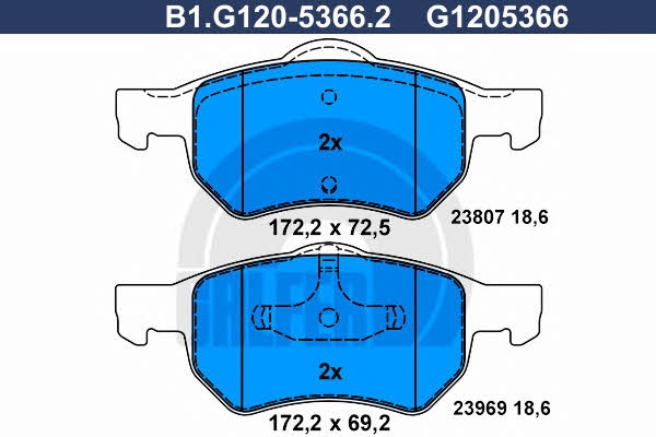 Galfer B1.G120-5366.2 Klocki hamulcowe, zestaw B1G12053662: Dobra cena w Polsce na 2407.PL - Kup Teraz!