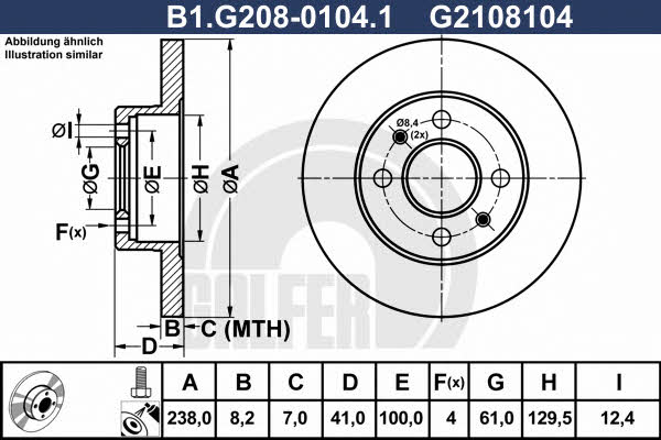 Galfer B1.G208-0104.1 Unventilated front brake disc B1G20801041: Buy near me in Poland at 2407.PL - Good price!