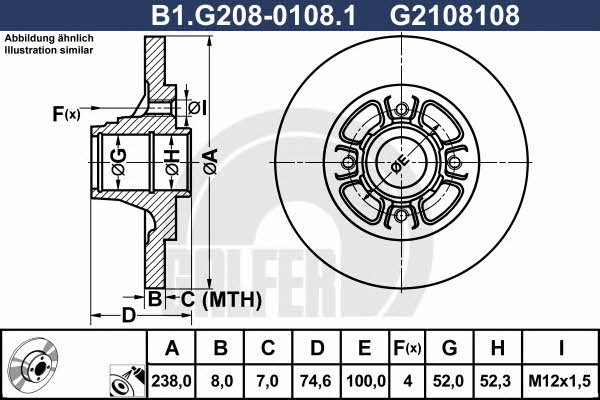 Galfer B1.G208-0108.1 Rear brake disc, non-ventilated B1G20801081: Buy near me in Poland at 2407.PL - Good price!