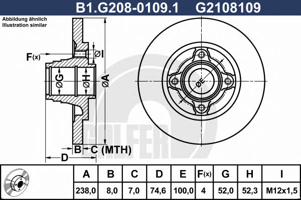 Galfer B1.G208-0109.1 Диск гальмівний задній невентильований B1G20801091: Купити у Польщі - Добра ціна на 2407.PL!