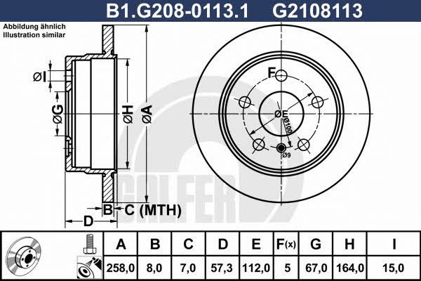 Galfer B1.G208-0113.1 Rear brake disc, non-ventilated B1G20801131: Buy near me in Poland at 2407.PL - Good price!
