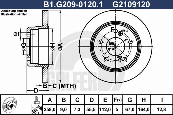 Galfer B1.G209-0120.1 Rear brake disc, non-ventilated B1G20901201: Buy near me in Poland at 2407.PL - Good price!