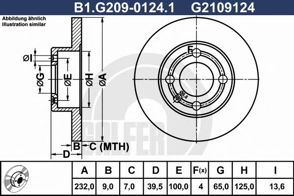 Galfer B1.G209-0124.1 Rear brake disc, non-ventilated B1G20901241: Buy near me in Poland at 2407.PL - Good price!