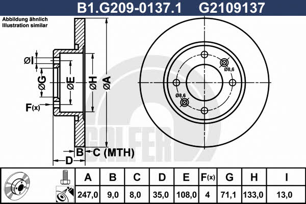Galfer B1.G209-0137.1 Диск гальмівний задній невентильований B1G20901371: Приваблива ціна - Купити у Польщі на 2407.PL!