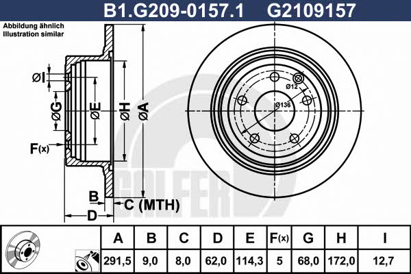 Galfer B1.G209-0157.1 Rear brake disc, non-ventilated B1G20901571: Buy near me at 2407.PL in Poland at an Affordable price!