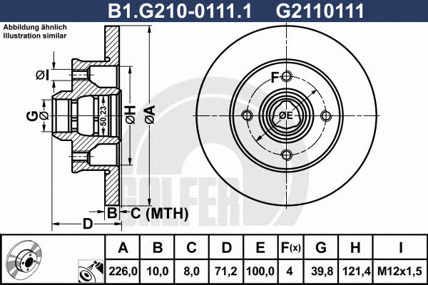 Galfer B1.G210-0111.1 Rear brake disc, non-ventilated B1G21001111: Buy near me in Poland at 2407.PL - Good price!