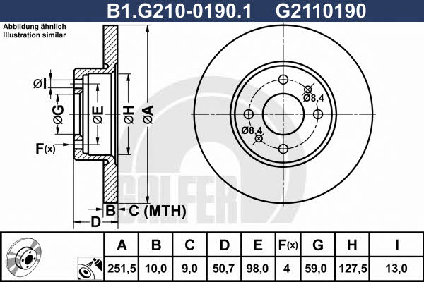 Galfer B1.G210-0190.1 Rear brake disc, non-ventilated B1G21001901: Buy near me in Poland at 2407.PL - Good price!