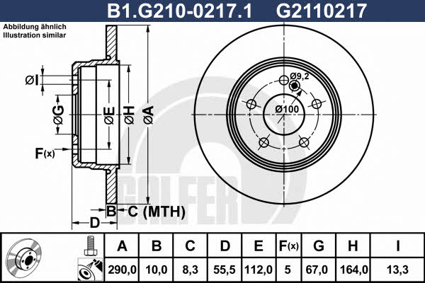 Galfer B1.G210-0217.1 Rear brake disc, non-ventilated B1G21002171: Buy near me in Poland at 2407.PL - Good price!