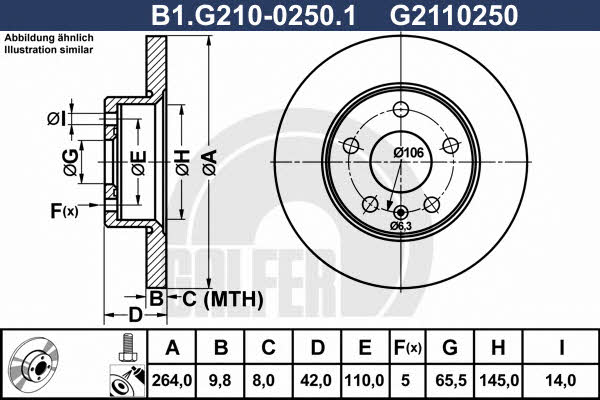 Galfer B1.G210-0250.1 Rear brake disc, non-ventilated B1G21002501: Buy near me in Poland at 2407.PL - Good price!