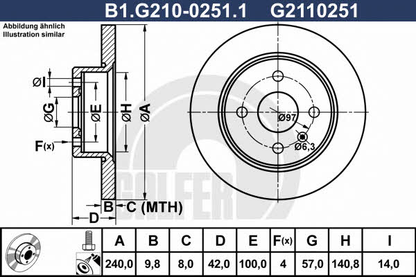 Galfer B1.G210-0251.1 Rear brake disc, non-ventilated B1G21002511: Buy near me in Poland at 2407.PL - Good price!