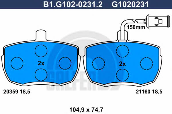 Galfer B1.G102-0231.2 Brake Pad Set, disc brake B1G10202312: Buy near me in Poland at 2407.PL - Good price!
