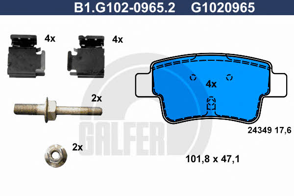 Galfer B1.G102-0965.2 Гальмівні колодки, комплект B1G10209652: Приваблива ціна - Купити у Польщі на 2407.PL!
