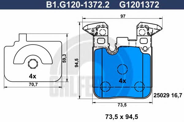 Galfer B1.G120-1372.2 Тормозные колодки дисковые, комплект B1G12013722: Отличная цена - Купить в Польше на 2407.PL!