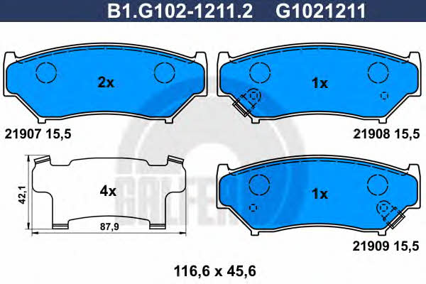Galfer B1.G102-1211.2 Brake Pad Set, disc brake B1G10212112: Buy near me in Poland at 2407.PL - Good price!
