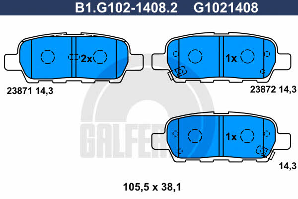 Galfer B1.G102-1408.2 Klocki hamulcowe, zestaw B1G10214082: Dobra cena w Polsce na 2407.PL - Kup Teraz!