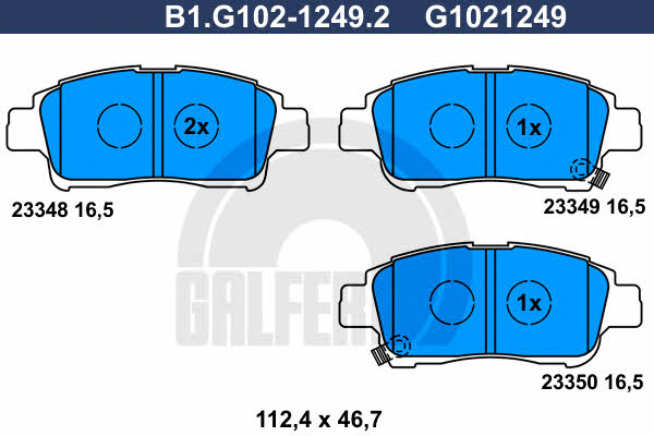 Galfer B1.G102-1249.2 Brake Pad Set, disc brake B1G10212492: Buy near me in Poland at 2407.PL - Good price!