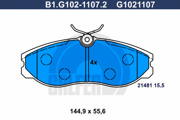 Galfer B1.G102-1107.2 Гальмівні колодки, комплект B1G10211072: Приваблива ціна - Купити у Польщі на 2407.PL!