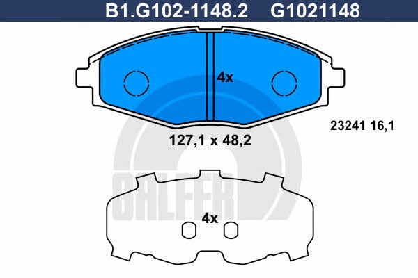 Galfer B1.G102-1148.2 Тормозные колодки дисковые, комплект B1G10211482: Отличная цена - Купить в Польше на 2407.PL!