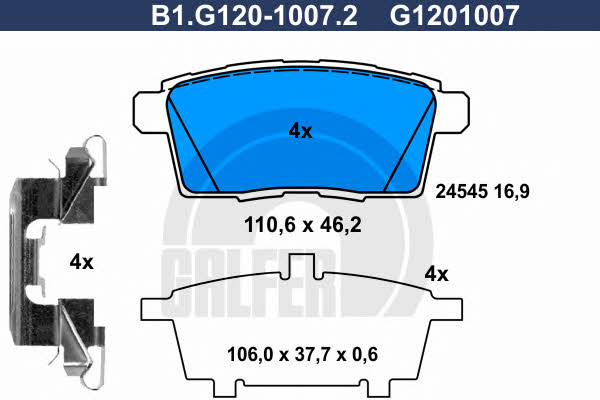 Galfer B1.G120-1007.2 Brake Pad Set, disc brake B1G12010072: Buy near me in Poland at 2407.PL - Good price!