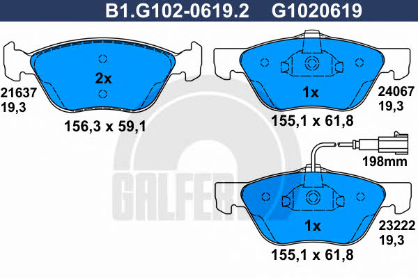 Galfer B1.G102-0619.2 Klocki hamulcowe, zestaw B1G10206192: Dobra cena w Polsce na 2407.PL - Kup Teraz!