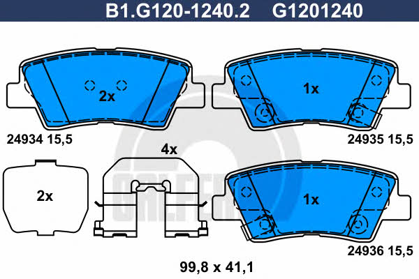 Galfer B1.G120-1240.2 Гальмівні колодки, комплект B1G12012402: Приваблива ціна - Купити у Польщі на 2407.PL!