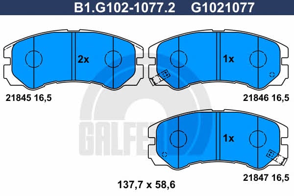 Galfer B1.G102-1077.2 Тормозные колодки дисковые, комплект B1G10210772: Отличная цена - Купить в Польше на 2407.PL!