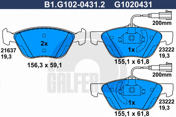 Galfer B1.G102-0431.2 Brake Pad Set, disc brake B1G10204312: Buy near me in Poland at 2407.PL - Good price!