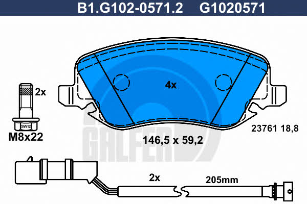 Galfer B1.G102-0571.2 Scheibenbremsbeläge, Set B1G10205712: Kaufen Sie zu einem guten Preis in Polen bei 2407.PL!