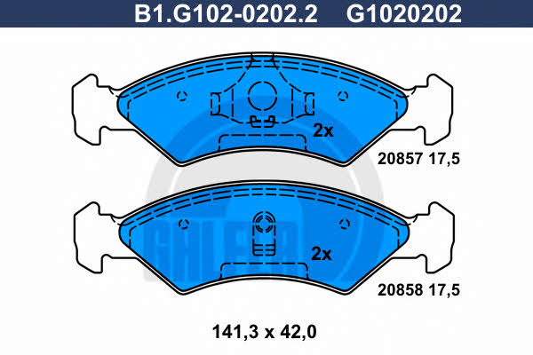 Galfer B1.G102-0202.2 Гальмівні колодки, комплект B1G10202022: Приваблива ціна - Купити у Польщі на 2407.PL!