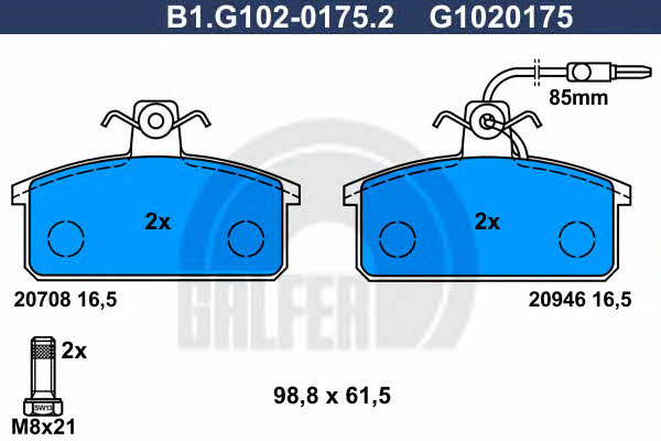 Galfer B1.G102-0175.2 Klocki hamulcowe, zestaw B1G10201752: Dobra cena w Polsce na 2407.PL - Kup Teraz!