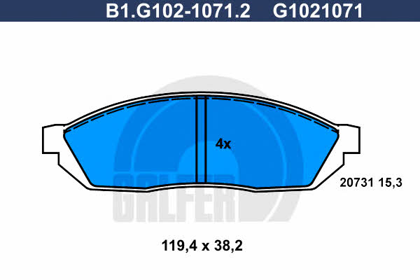 Galfer B1.G102-1071.2 Klocki hamulcowe, zestaw B1G10210712: Dobra cena w Polsce na 2407.PL - Kup Teraz!