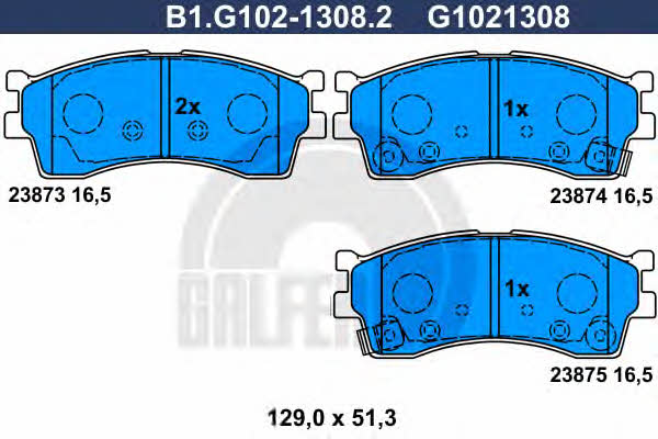 Galfer B1.G102-1308.2 Гальмівні колодки, комплект B1G10213082: Приваблива ціна - Купити у Польщі на 2407.PL!