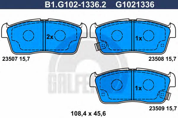 Galfer B1.G102-1336.2 Тормозные колодки дисковые, комплект B1G10213362: Отличная цена - Купить в Польше на 2407.PL!