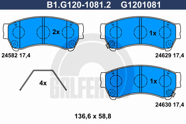 Galfer B1.G120-1081.2 Scheibenbremsbeläge, Set B1G12010812: Kaufen Sie zu einem guten Preis in Polen bei 2407.PL!