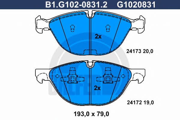 Galfer B1.G102-0831.2 Brake Pad Set, disc brake B1G10208312: Buy near me in Poland at 2407.PL - Good price!