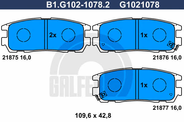 Galfer B1.G102-1078.2 Тормозные колодки дисковые, комплект B1G10210782: Отличная цена - Купить в Польше на 2407.PL!