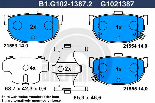 Galfer B1.G102-1387.2 Brake Pad Set, disc brake B1G10213872: Buy near me in Poland at 2407.PL - Good price!