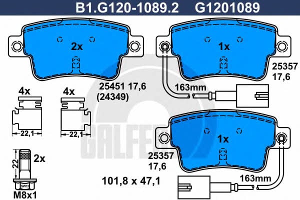 Galfer B1.G120-1089.2 Гальмівні колодки, комплект B1G12010892: Приваблива ціна - Купити у Польщі на 2407.PL!
