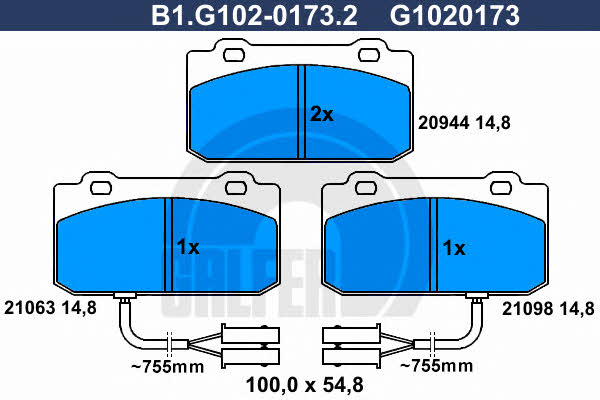 Galfer B1.G102-0173.2 Гальмівні колодки, комплект B1G10201732: Купити у Польщі - Добра ціна на 2407.PL!