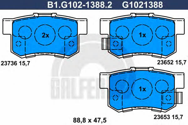 Galfer B1.G102-1388.2 Гальмівні колодки, комплект B1G10213882: Приваблива ціна - Купити у Польщі на 2407.PL!