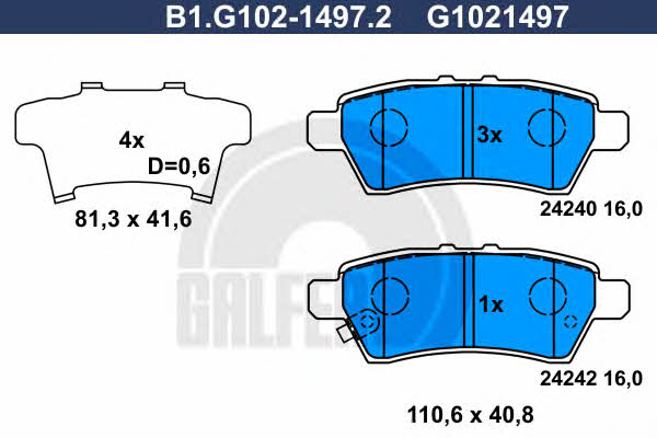 Galfer B1.G102-1497.2 Brake Pad Set, disc brake B1G10214972: Buy near me in Poland at 2407.PL - Good price!
