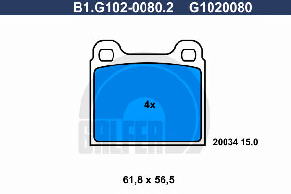 Galfer B1.G102-0080.2 Brake Pad Set, disc brake B1G10200802: Buy near me in Poland at 2407.PL - Good price!