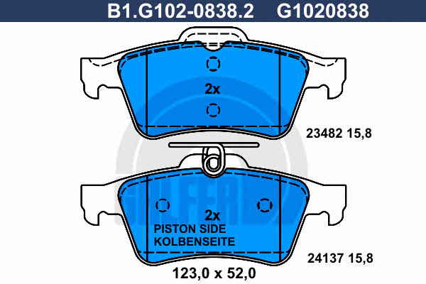 Galfer B1.G102-0838.2 Brake Pad Set, disc brake B1G10208382: Buy near me in Poland at 2407.PL - Good price!