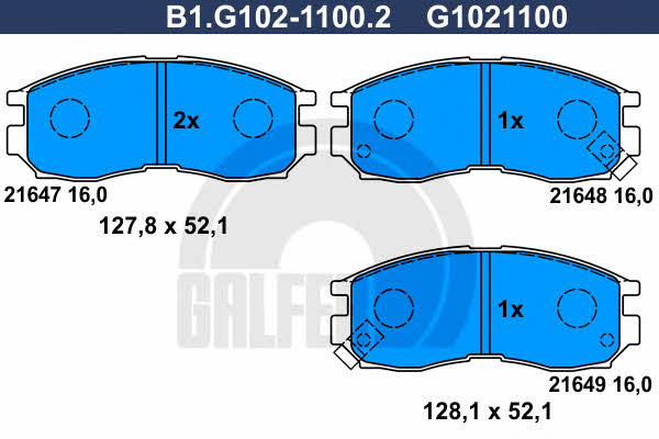 Galfer B1.G102-1100.2 Гальмівні колодки, комплект B1G10211002: Приваблива ціна - Купити у Польщі на 2407.PL!