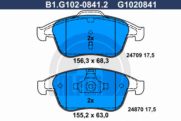 Galfer B1.G102-0841.2 Тормозные колодки дисковые, комплект B1G10208412: Отличная цена - Купить в Польше на 2407.PL!