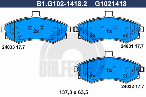 Galfer B1.G102-1418.2 Klocki hamulcowe, zestaw B1G10214182: Dobra cena w Polsce na 2407.PL - Kup Teraz!